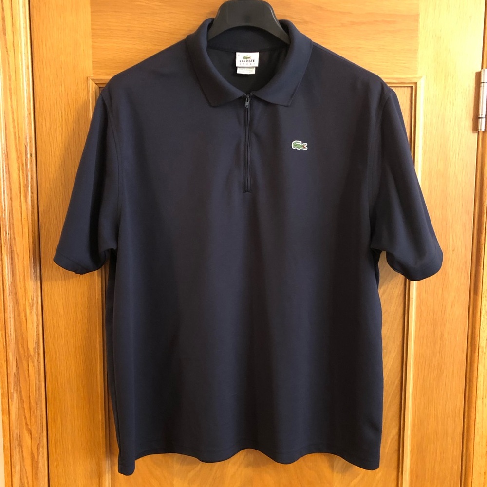 Lacoste Sport Men’s 1/4 Zip Performance Polo Shirt Black Size XXL (8)